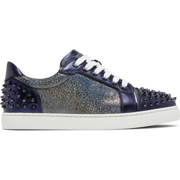 Christian Louboutin Vieira 2 Flat Spikes Blue Night Lace Up Low Top Sneaker 41 - Picture 1 of 12